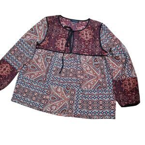 Sanctuary Women's Multicolor Pullover Round V-neck Long Raglan Sleeves Size S